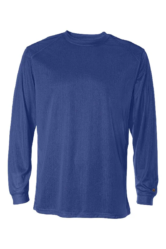 Badger Mens B-Core Moisture Wicking Long Sleeve Crewneck T-Shirt - Royal Blue