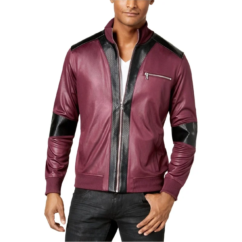 I-N-C Mens Faux Leather Trim Jacket