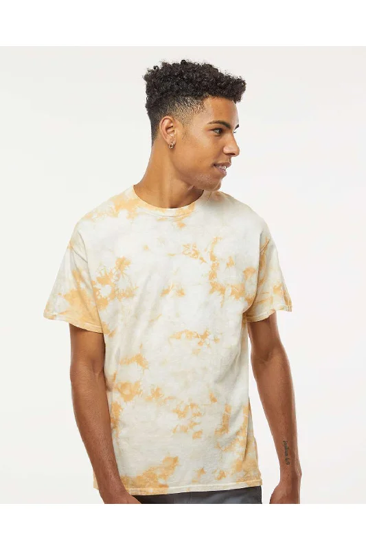 Dyenomite Mens Crystal Tie Dyed Short Sleeve Crewneck T-Shirt - Honey