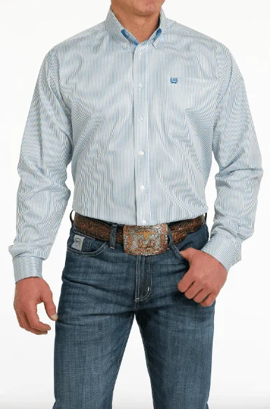 Cinch Men's White Stripe Button Long Sleeve Western Shirt MTW1105541