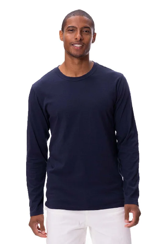 Threadfast Apparel Mens Ultimate Long Sleeve Crewneck T-Shirt - Midnight Navy Blue