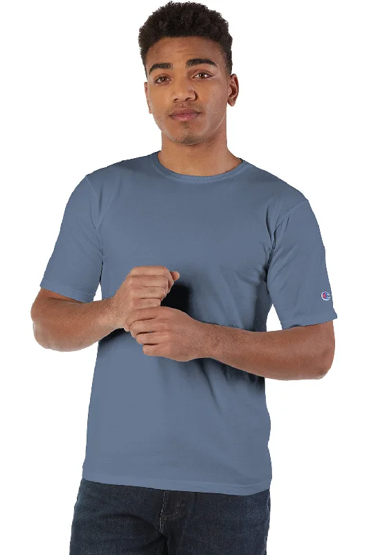 Champion Mens Garment Dyed Short Sleeve Crewneck T-Shirt - Saltwater Blue - Closeout