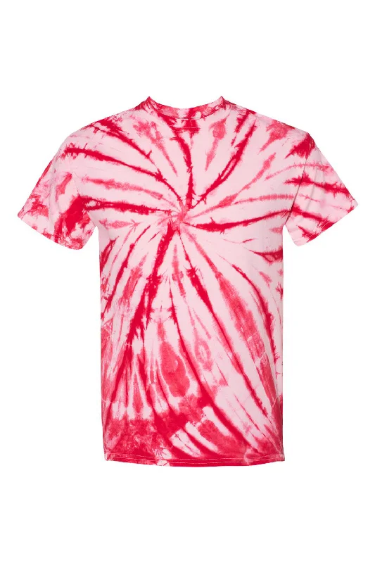 Dyenomite Mens Contrast Cyclone Tie Dyed Short Sleeve Crewneck T-Shirt - Red - Closeout