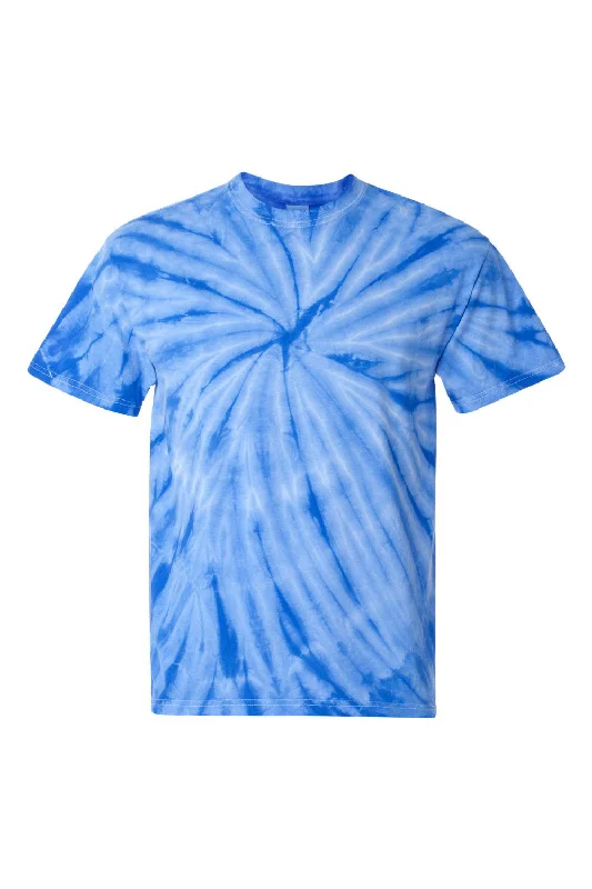 Dyenomite Mens Cyclone Pinwheel Tie Dyed Short Sleeve Crewneck T-Shirt - Royal Blue