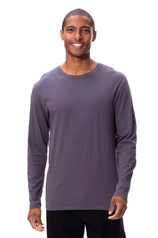 Threadfast Apparel Mens Ultimate Long Sleeve Crewneck T-Shirt - Coal Grey