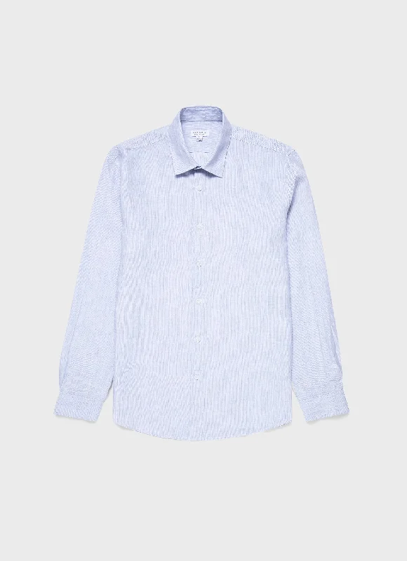 Men's Linen Shirt in Blue/White