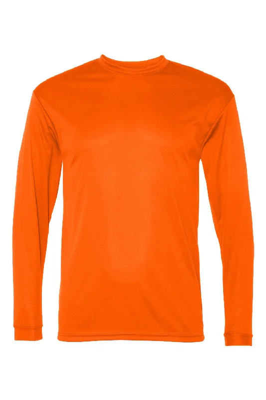 C2 Sport Mens Performance Moisture Wicking Long Sleeve Crewneck T-Shirt - Safety Orange