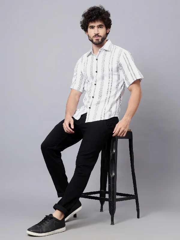 White Wave | White & Black Abstract Summer Shirt