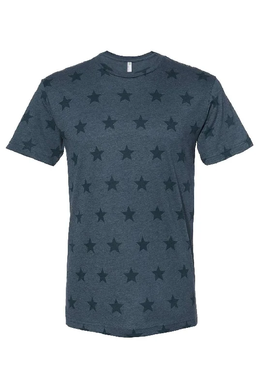 Code Five Mens Star Print Short Sleeve Crewneck T-Shirt - Denim Blue - Closeout