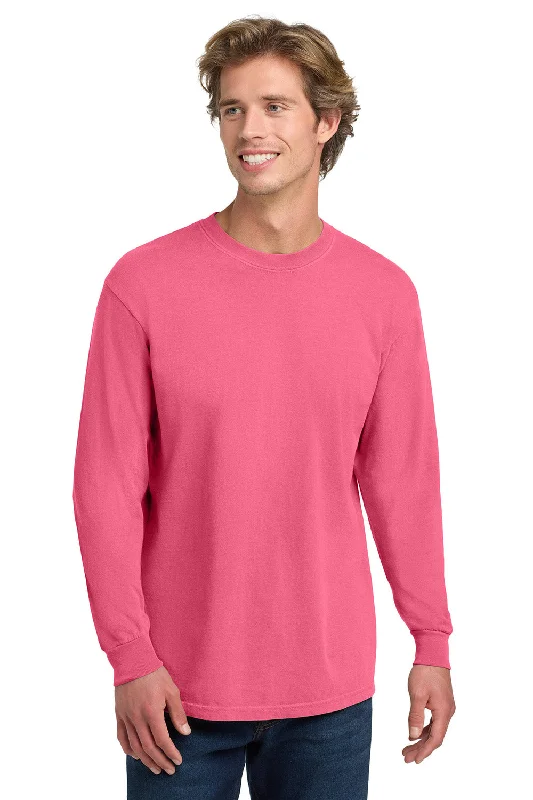 Comfort Colors Mens Long Sleeve Crewneck T-Shirt - Crunchberry Pink