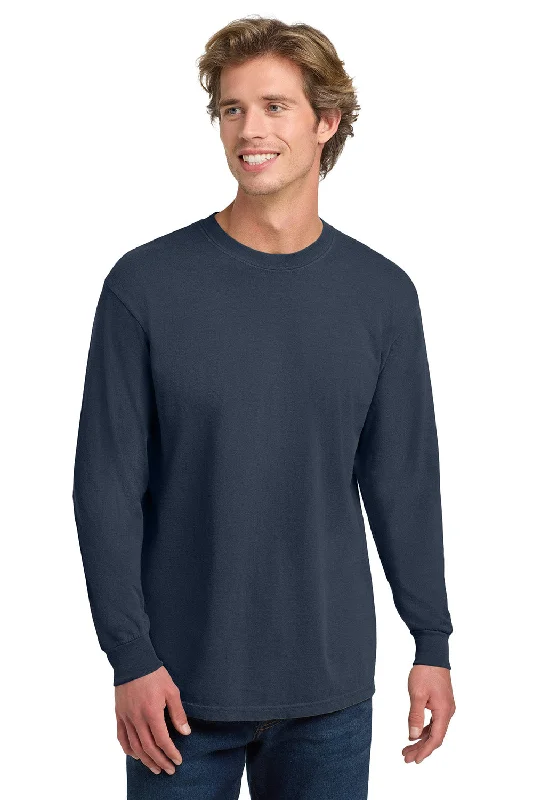 Comfort Colors Mens Long Sleeve Crewneck T-Shirt - Midnight Navy Blue