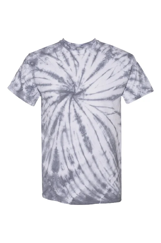 Dyenomite Mens Contrast Cyclone Tie Dyed Short Sleeve Crewneck T-Shirt - Silver Grey - Closeout