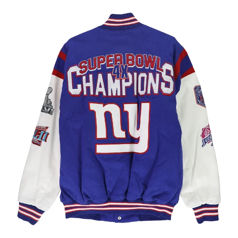 NFL Mens Giants Super Bowl XLVI Varsity Jacket, Blue, Large