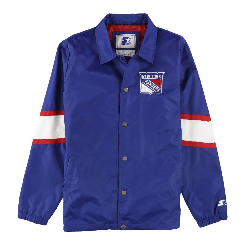 STARTER Mens NY Rangers Jacket, Blue, Large (Regular)