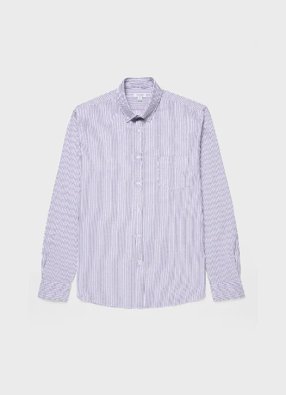 Men's Button Down Oxford Shirt in White/Navy