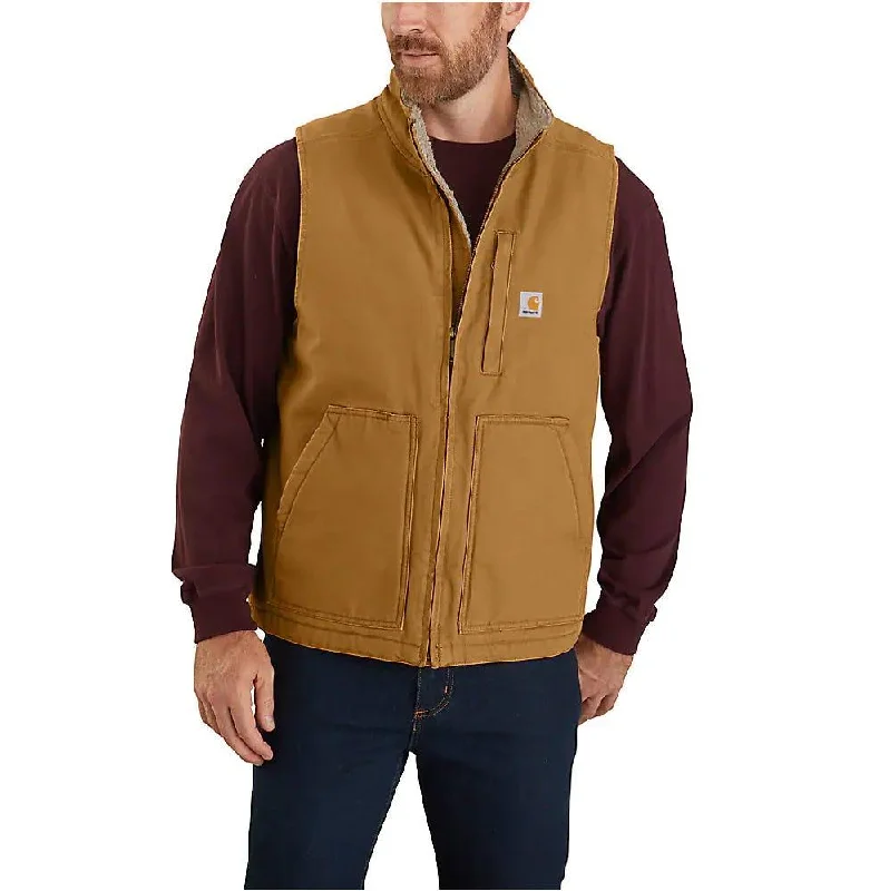 Men's 104277 Washed Duck Sherpa Lined Mock Vest - Brown