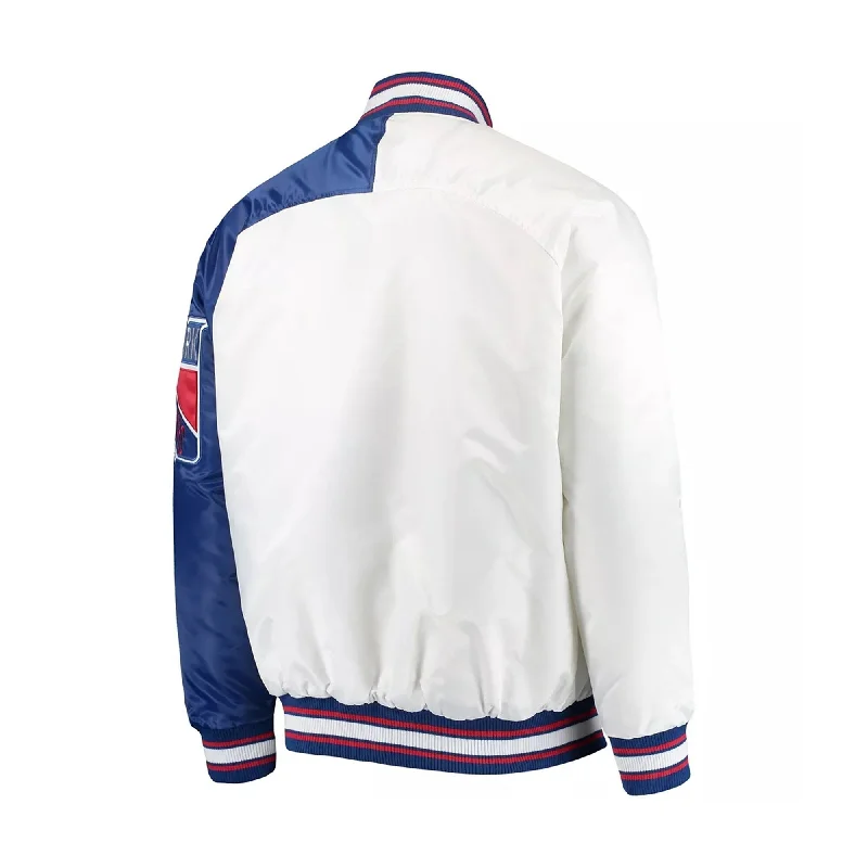 STARTER Mens NY Rangers Jacket, White, Large (Regular)