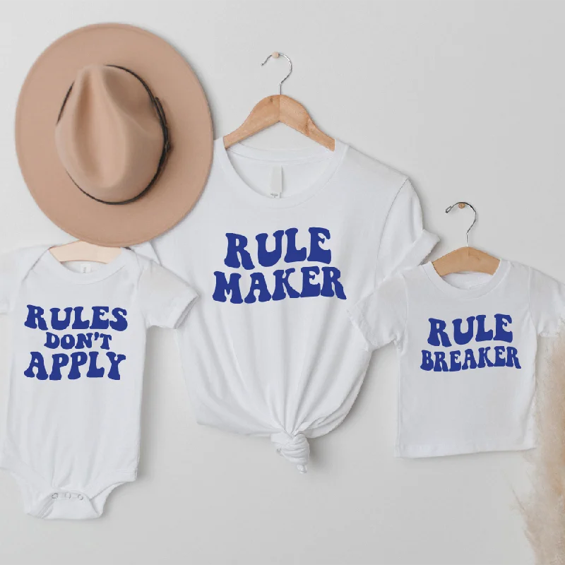 Family Rules Matching White T-shirts & Baby Vest