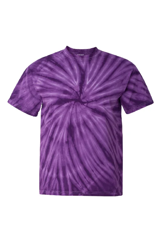 Dyenomite Mens Cyclone Pinwheel Tie Dyed Short Sleeve Crewneck T-Shirt - Purple