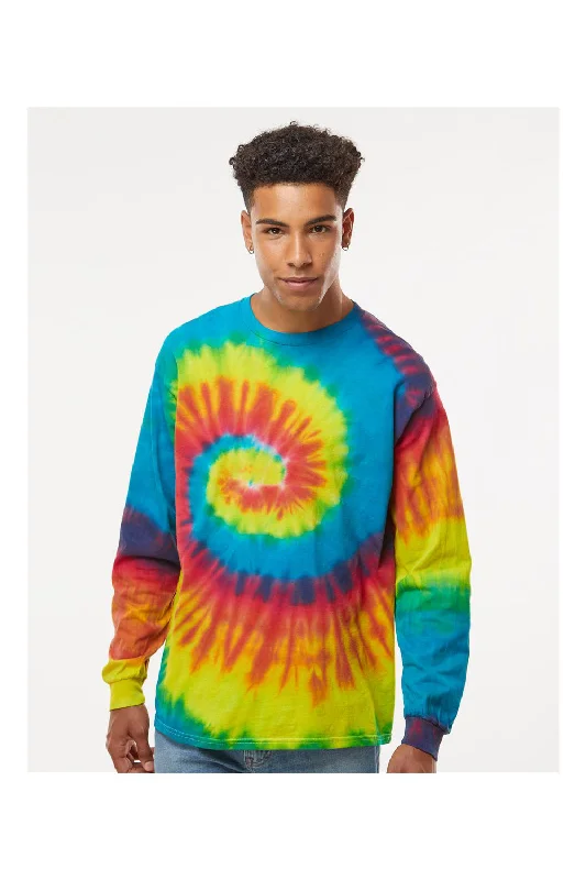 Colortone Mens Long Sleeve Crewneck T-Shirt - Reactive Rainbow - Closeout