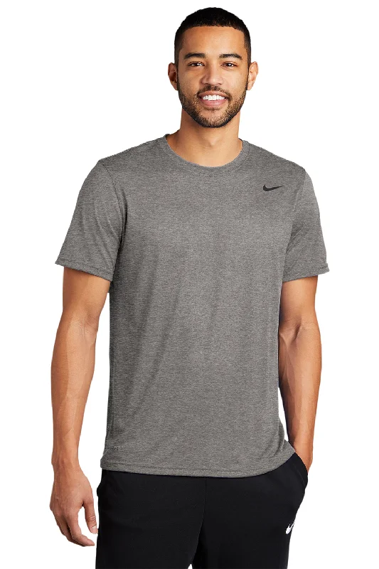 Nike Mens Team rLegend Dri-Fit Moisture Wicking Short Sleeve Crewneck T-Shirt - Heather Carbon Grey