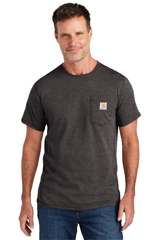 Carhartt Mens Force Moisture Wicking Short Sleeve Crewneck T-Shirt w/ Pocket - Heather Carbon Grey