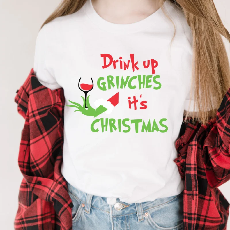 Drink Up Grinches Christmas White T-Shirt