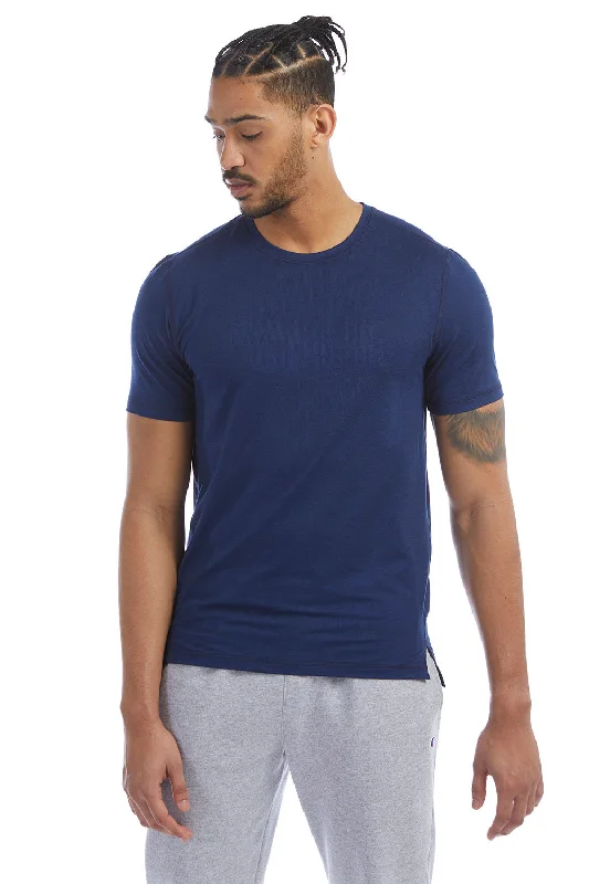 Champion Mens Odor Resistant Short Sleeve Crewneck T-Shirt - Navy Blue - Closeout