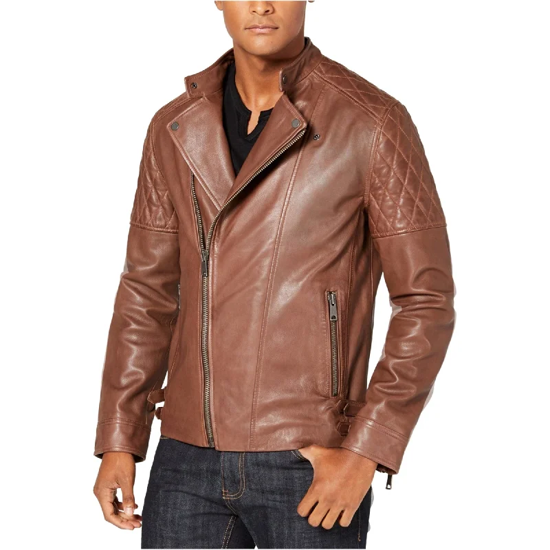 I-N-C Mens Harrison Motorcycle Jacket, Brown, XX-Large