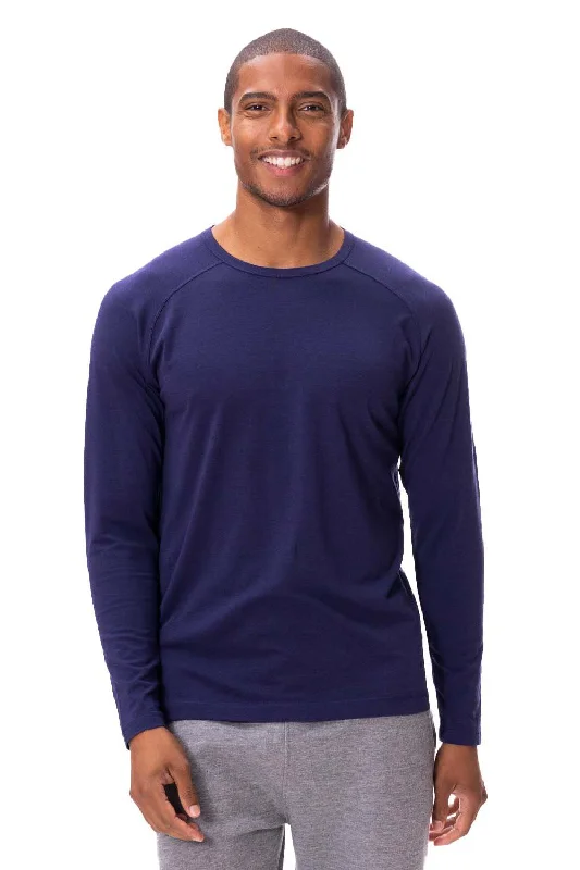 Threadfast Apparel Mens Impact Long Sleeve Crewneck T-Shirt - Navy Blue