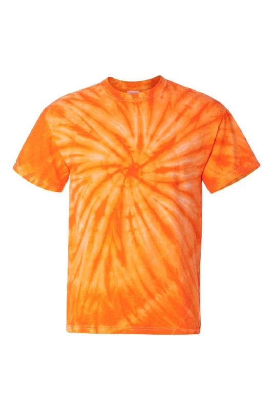 Dyenomite Mens Cyclone Pinwheel Tie Dyed Short Sleeve Crewneck T-Shirt - Orange