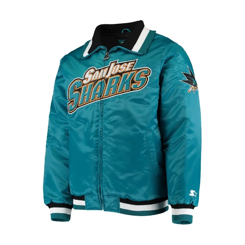 STARTER Mens San Jose Sharks Varsity Jacket, Blue, Large