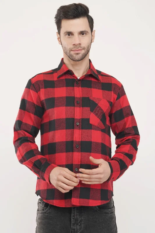 Dapper Line | Red & Black Oxford Checkered Shirt