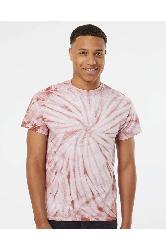 Dyenomite Mens Cyclone Pinwheel Tie Dyed Short Sleeve Crewneck T-Shirt - Copper - Closeout