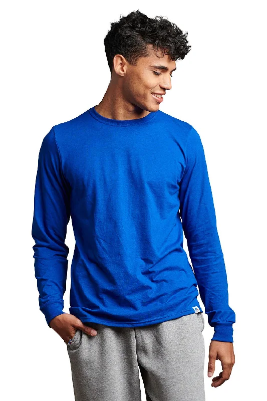 Russell Athletic Mens Dri-Power Moisture Wicking Performance Long Sleeve Crewneck T-Shirt - Royal Blue