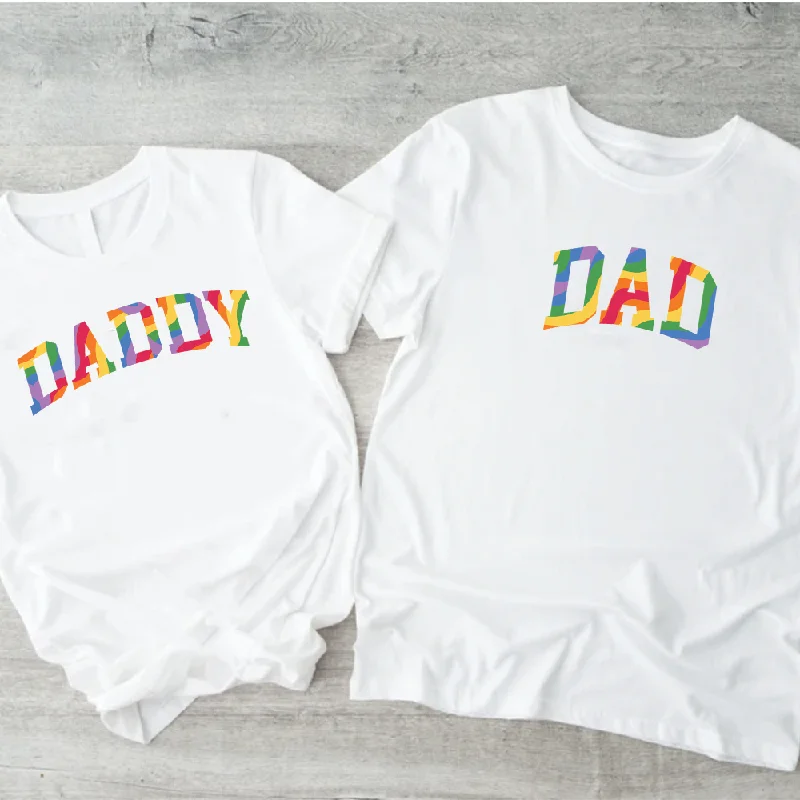 Pride Daddy & Dad Matching White T-Shirts