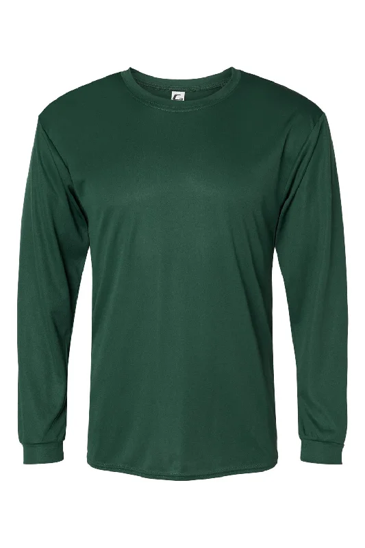 C2 Sport Mens Performance Moisture Wicking Long Sleeve Crewneck T-Shirt - Forest Green