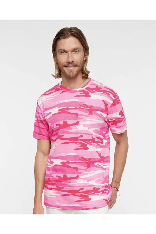 Code Five Mens Short Sleeve Crewneck T-Shirt - Pink Woodland - Closeout