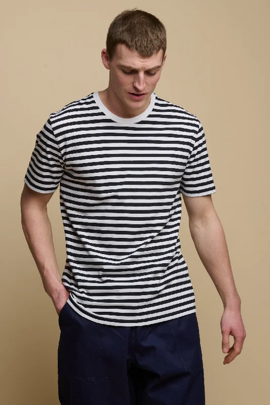 Men's Short Sleeve Stripe T Shirt Navy/White