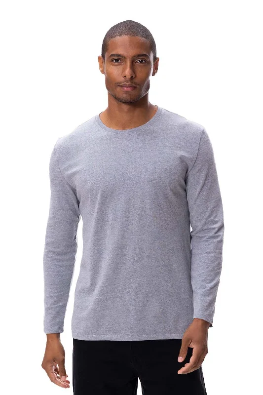 Threadfast Apparel Mens Ultimate Long Sleeve Crewneck T-Shirt - Heather Grey