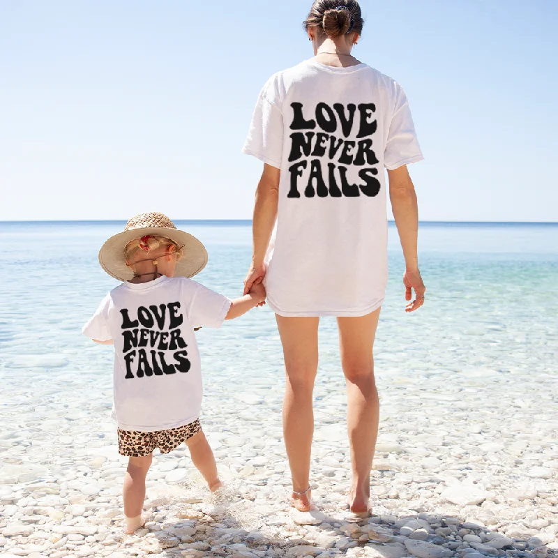 Love Never Fails Matching White T-Shirts