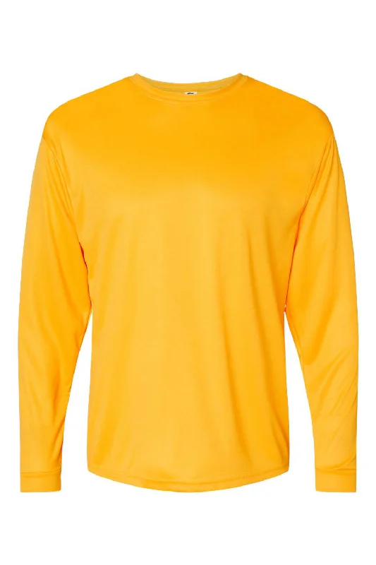 C2 Sport Mens Performance Moisture Wicking Long Sleeve Crewneck T-Shirt - Gold - Closeout