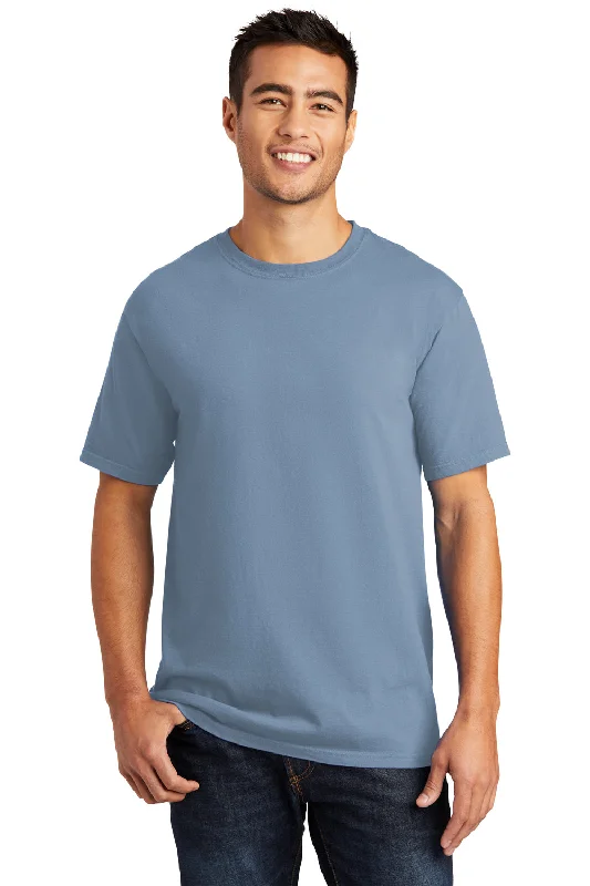 Port & Company Mens Beach Wash Short Sleeve Crewneck T-Shirt - Faded Denim Blue