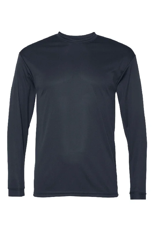 C2 Sport Mens Performance Moisture Wicking Long Sleeve Crewneck T-Shirt - Navy Blue