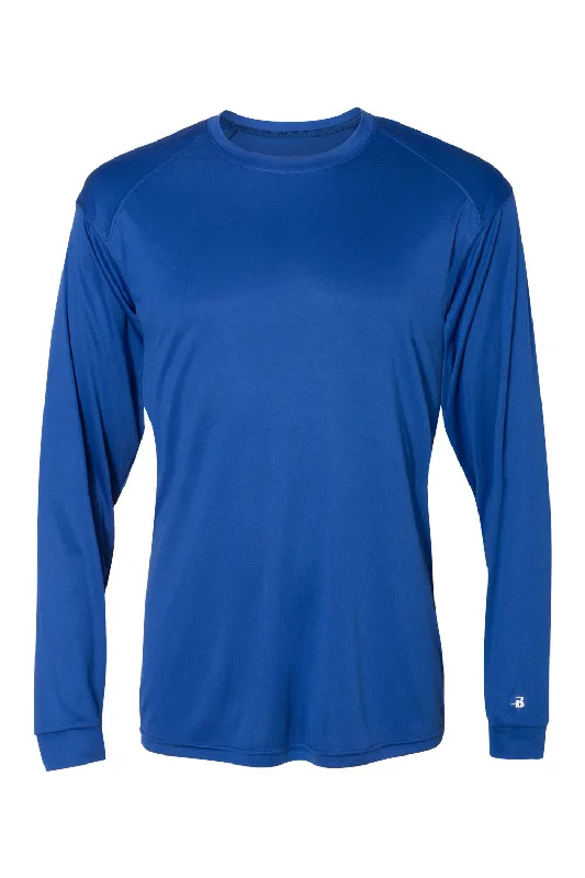 Badger Mens Ultimate SoftLock Moisture Wicking Long Sleeve Crewneck T-Shirt - Royal Blue - Closeout