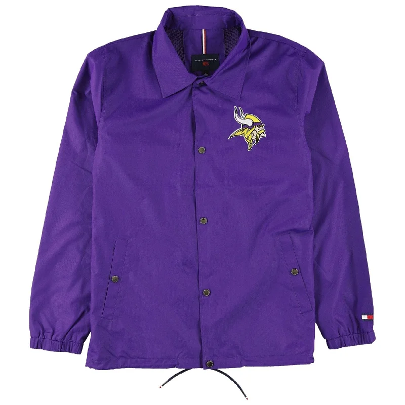 Tommy Hilfiger Mens Minnesota Vikings Windbreaker Jacket, Purple, Medium