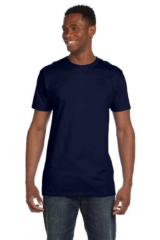 Hanes Mens Perfect-T PreTreat Short Sleeve Crewneck T-Shirt - Navy Blue