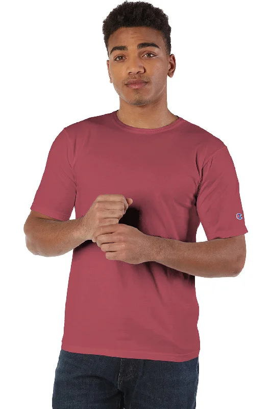 Champion Mens Garment Dyed Short Sleeve Crewneck T-Shirt - Crimson Red - Closeout