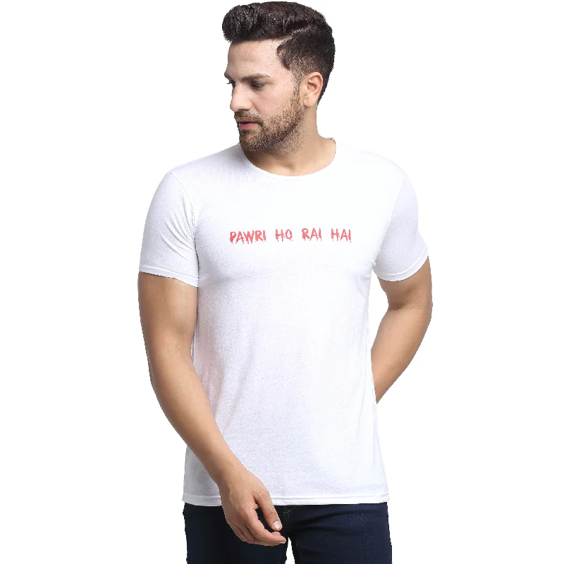 Vimal Jonney Round Neck White T-shirt For Men's