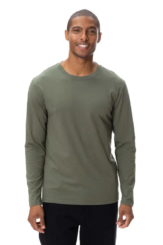 Threadfast Apparel Mens Ultimate Long Sleeve Crewneck T-Shirt - Army Green